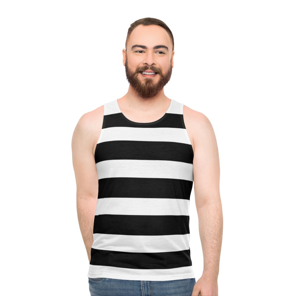 Black and White Striped Unisex Tank Top