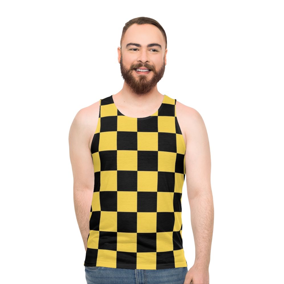 Black and yellow checkered unisex tank top