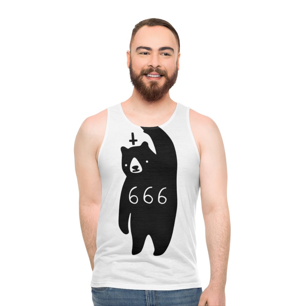 Black Bear Unisex Tank Top with Metal Design