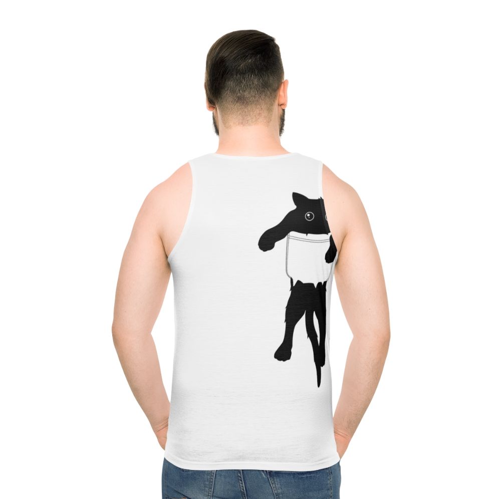 Black cat pocket art unisex tank top