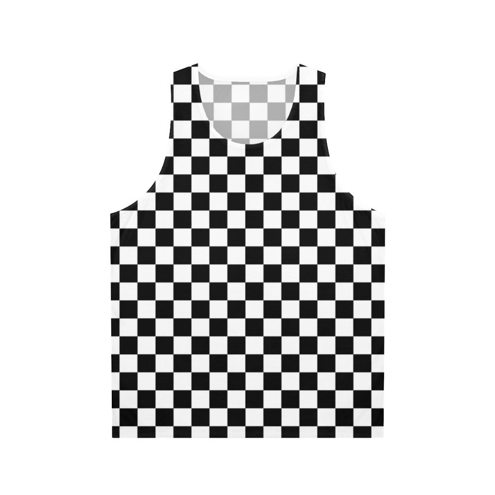 Black and white checkered pattern unisex tank top