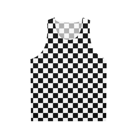 Black and white checkered pattern unisex tank top