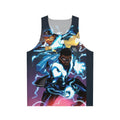 Black unisex tank top with electricity design