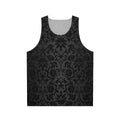Black floral damask unisex tank top