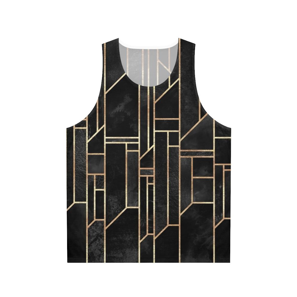 Black geometric graphic unisex tank top