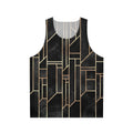 Black geometric graphic unisex tank top