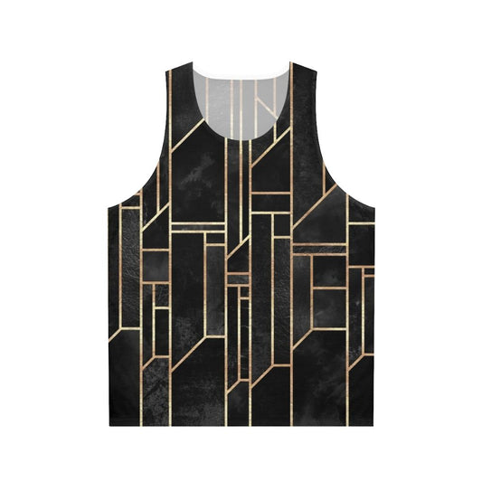 Black geometric graphic unisex tank top