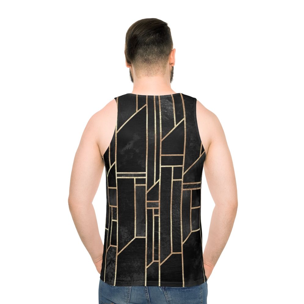 Black geometric graphic unisex tank top