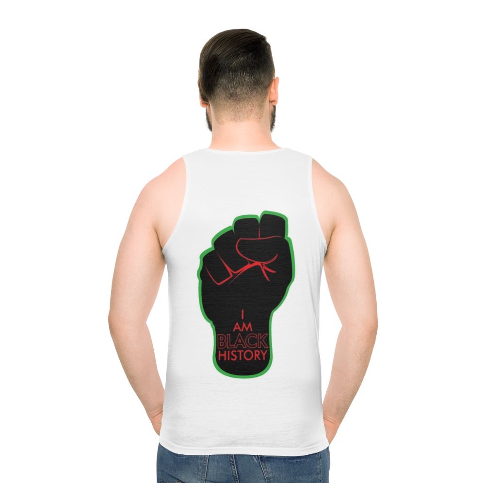 Unisex tank top with "I Am Black History Fist RBG" design