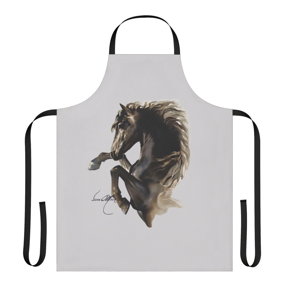 Black horse silhouette design on a high-quality apron