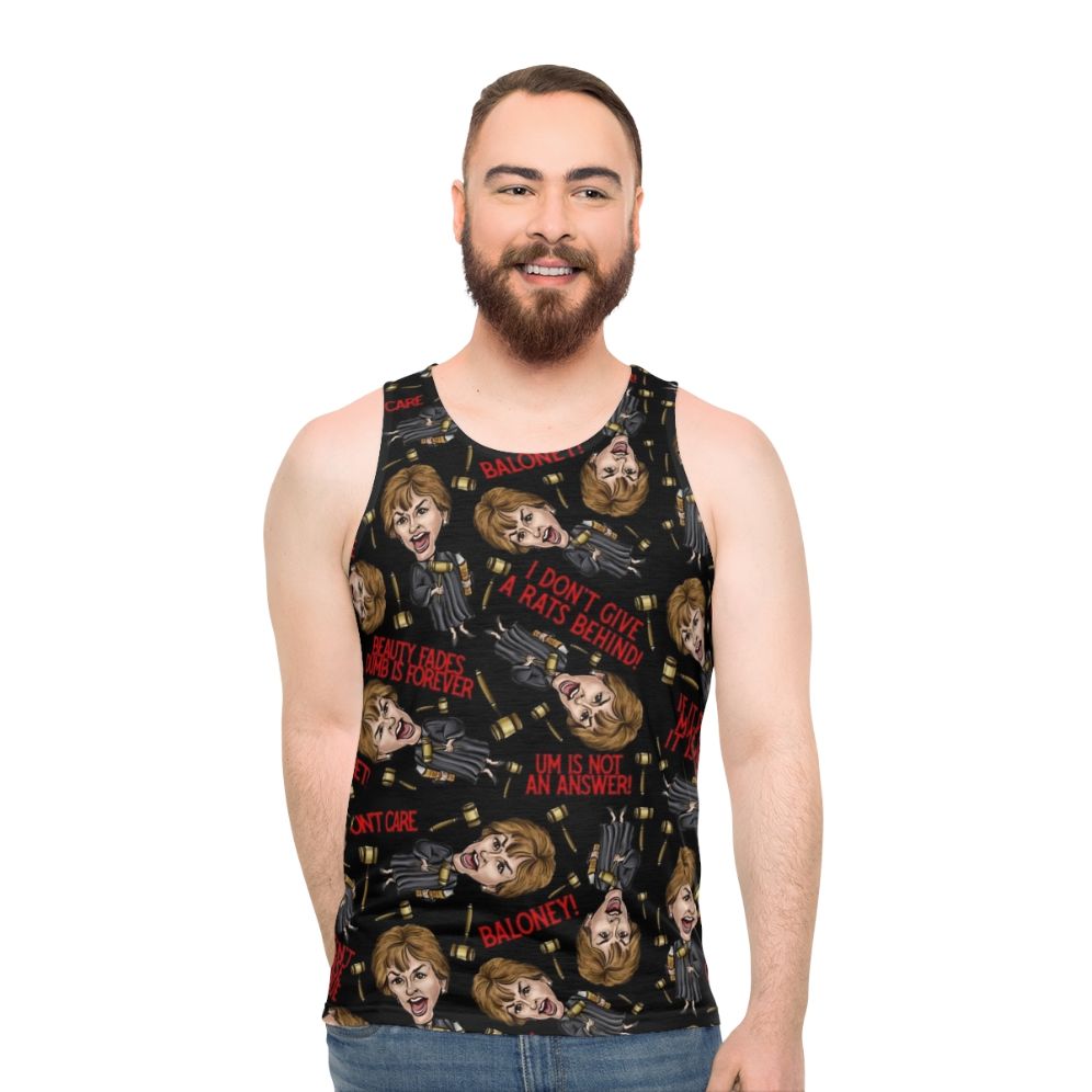 Black Judge Judy Print Unisex Tank Top