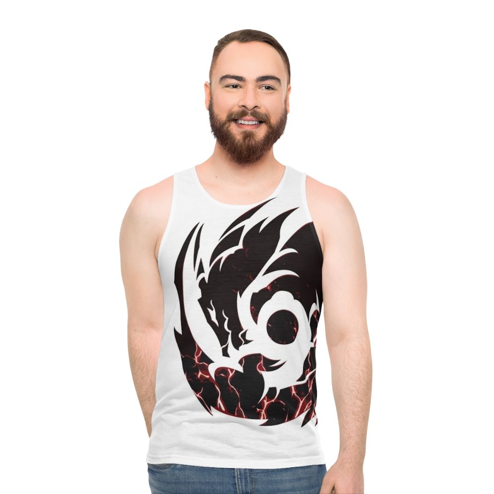 Unisex tank top with black lightning dragon fantasy creature design