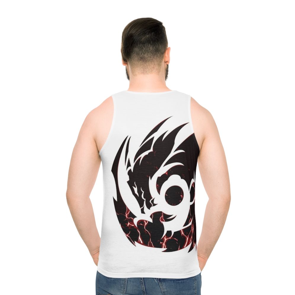 Unisex tank top with black lightning dragon fantasy creature design