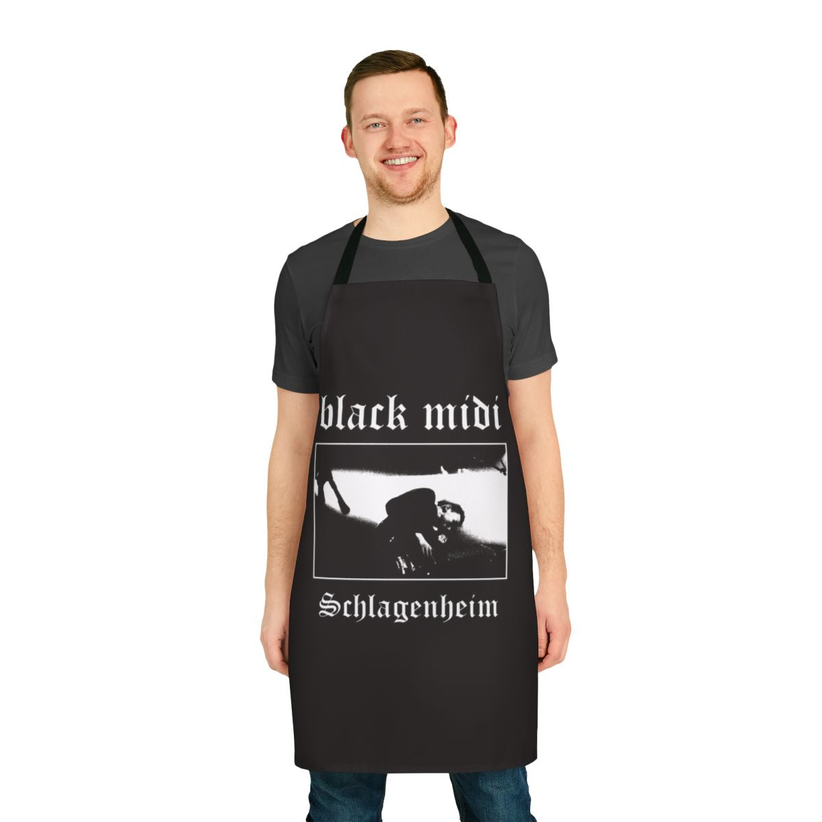 Black Midi Schlagenheim-inspired metal-themed kitchen apron