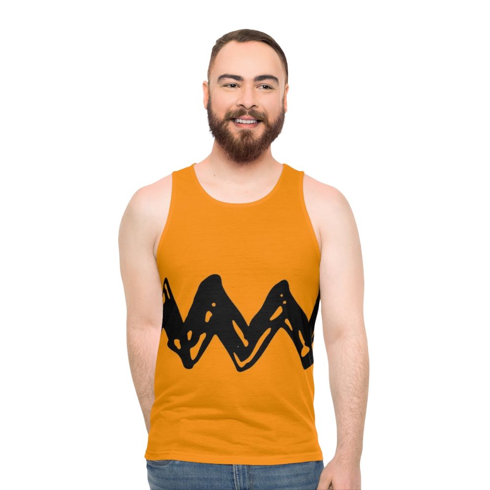 Black ornament unisex tank top featuring Snoopy and Charlie Brown
