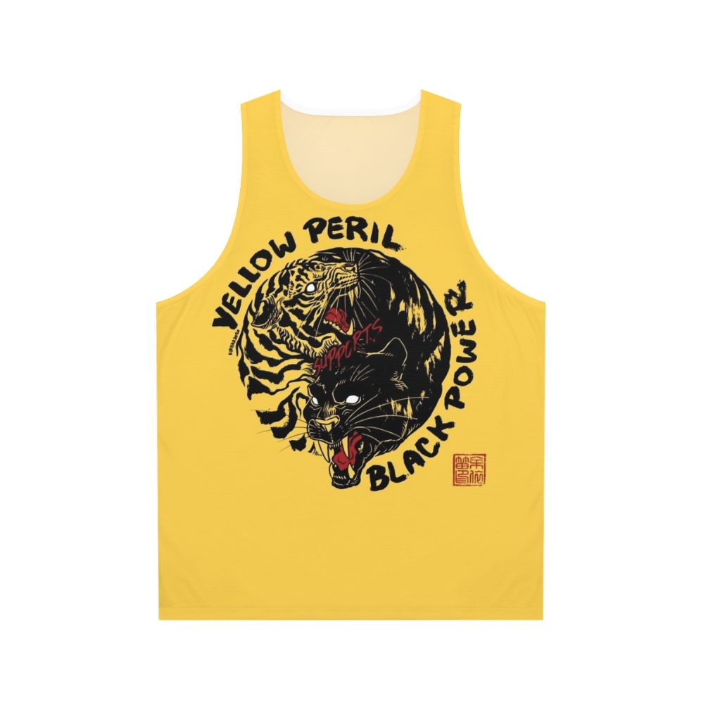 Black power unisex tank top with tigers and panthers