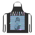 Black retro-style apron with Japanese funk music influences
