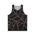 Black and rose gold geometric pattern unisex tank top