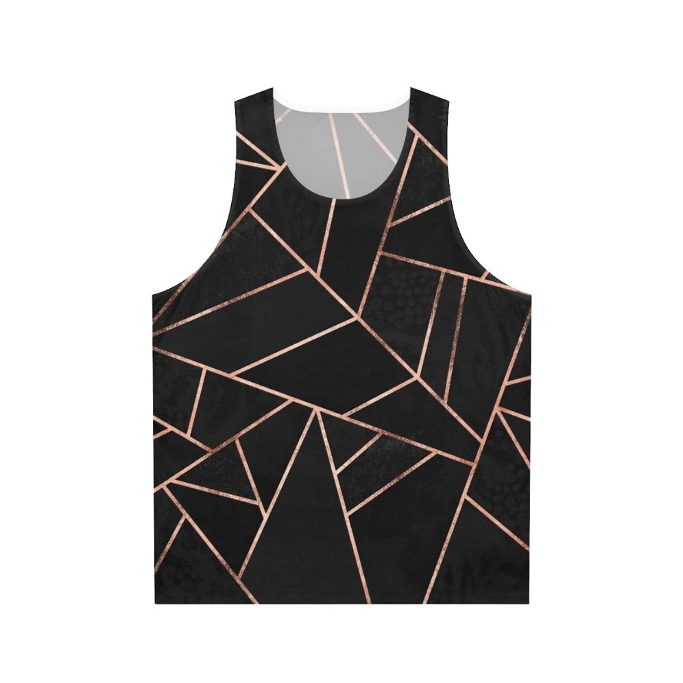 Black and rose gold geometric pattern unisex tank top