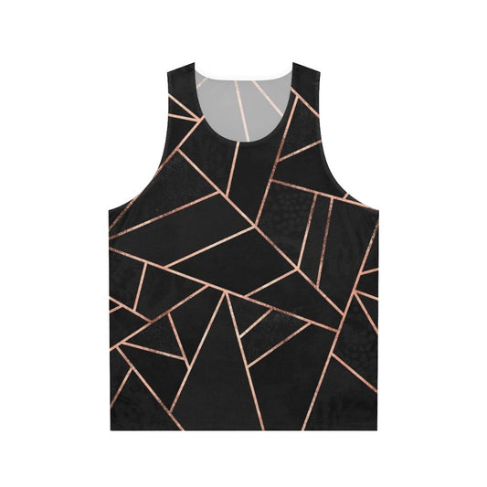 Black and rose gold geometric pattern unisex tank top