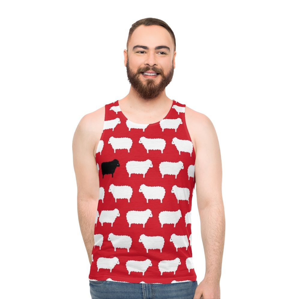 Black sheep pattern unisex tank top