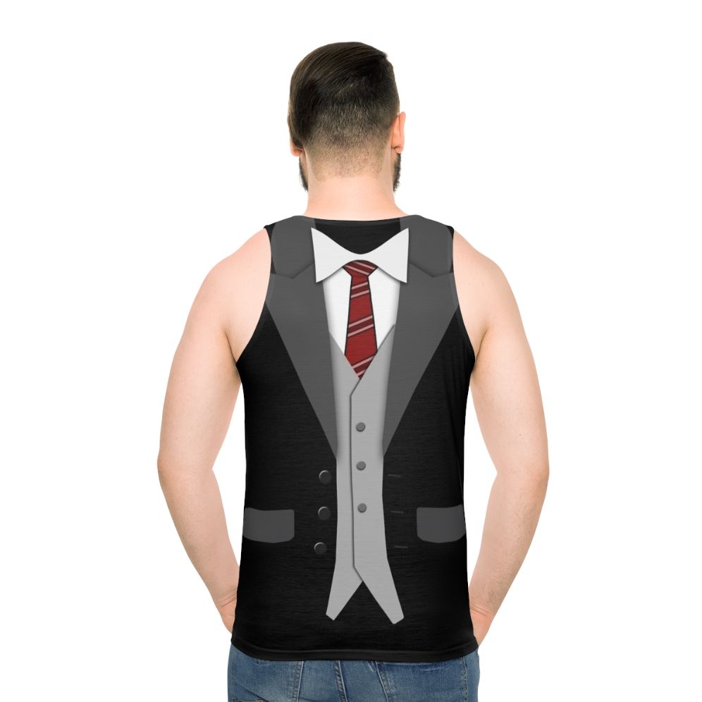 Black suit red tie unisex tank top