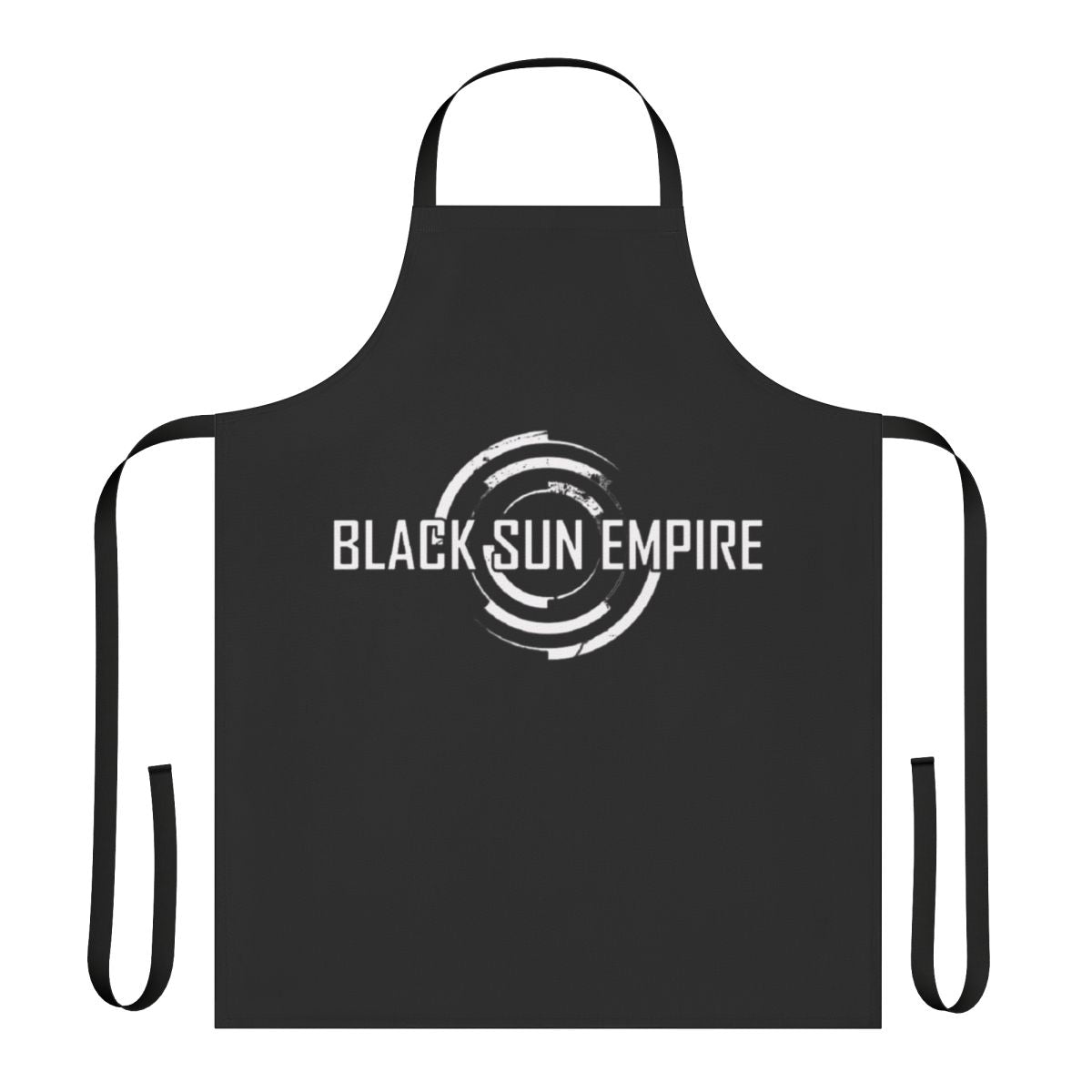 Black Sun Empire inspired apron featuring the iconic logo design for drum and bass music fans.