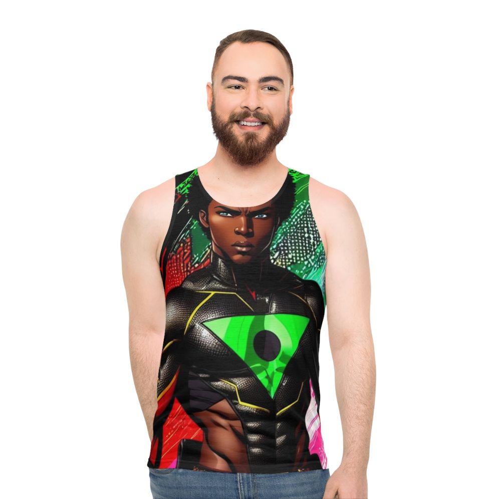 Black superhero unisex tank top