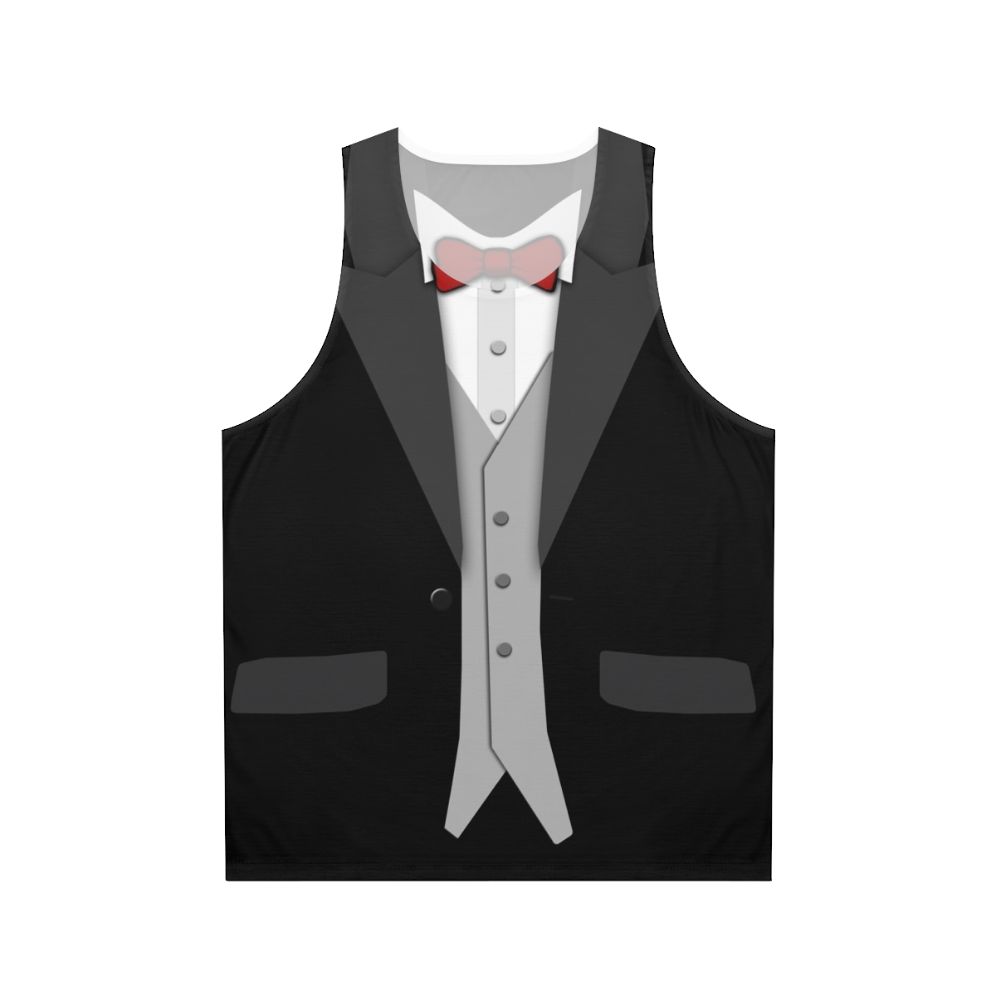 Black tuxedo and red bowtie unisex tank top