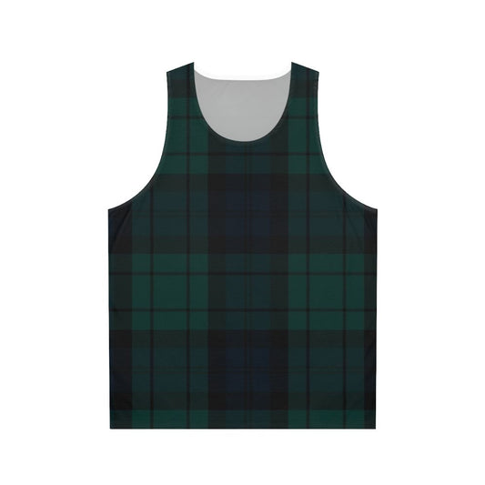 Unisex black watch tartan pattern tank top