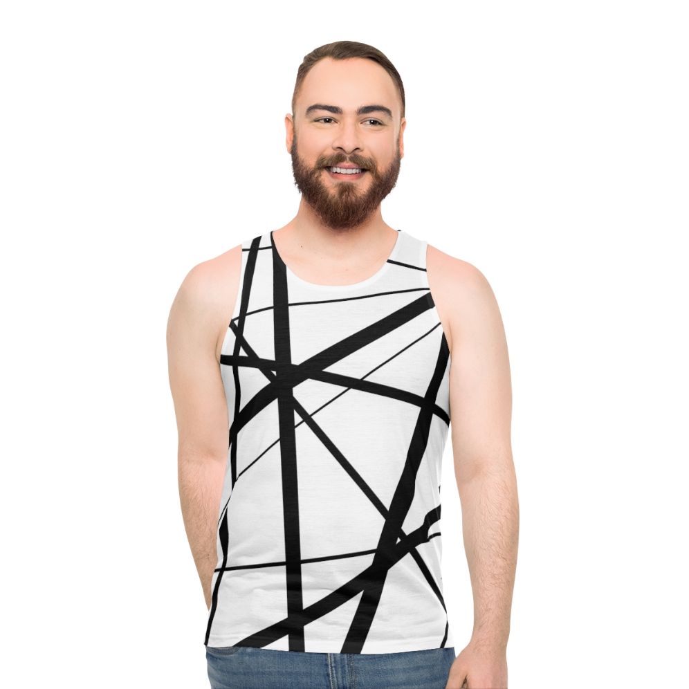 Black and white geometric lines tank top
