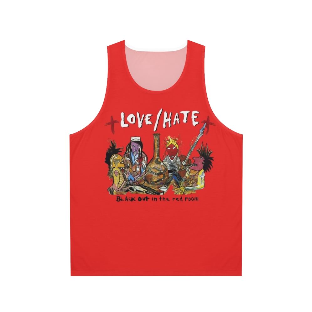 Blackout in the Red Room unisex tank top for music and rock lovers
