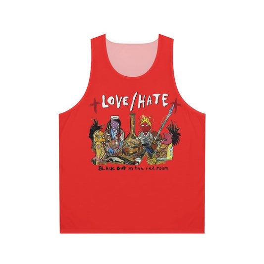 Blackout in the Red Room unisex tank top for music and rock lovers