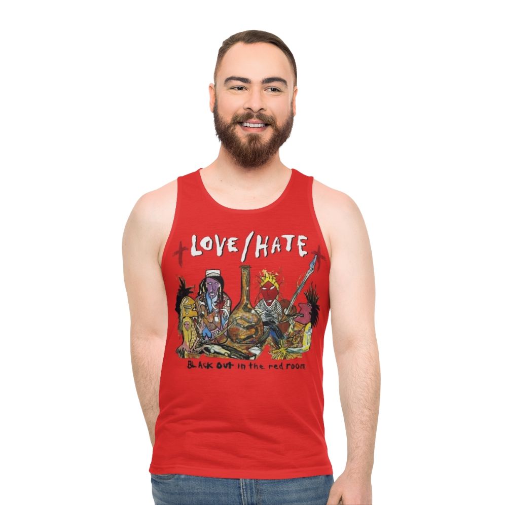 Blackout in the Red Room unisex tank top for music and rock lovers