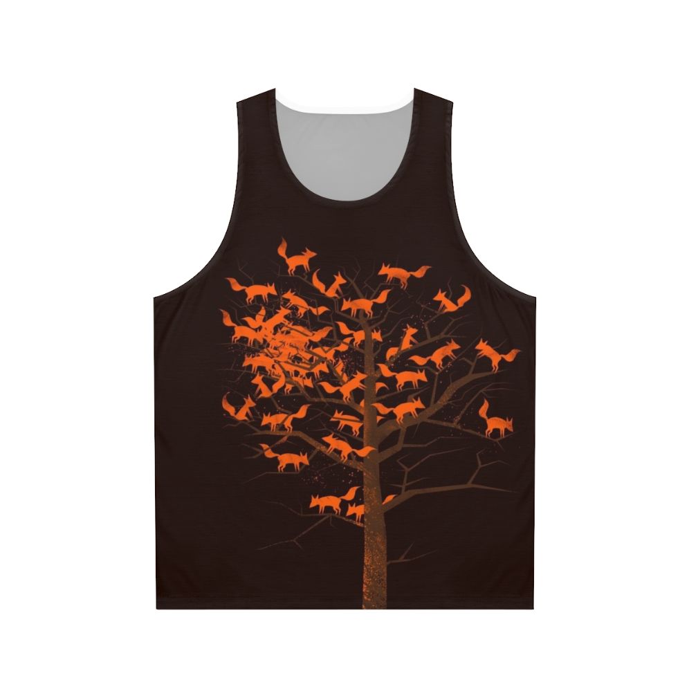 Blazing fox tree pattern on a unisex tank top