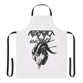 Bleeding heart logo graphic on a bright red and white apron for music enthusiasts