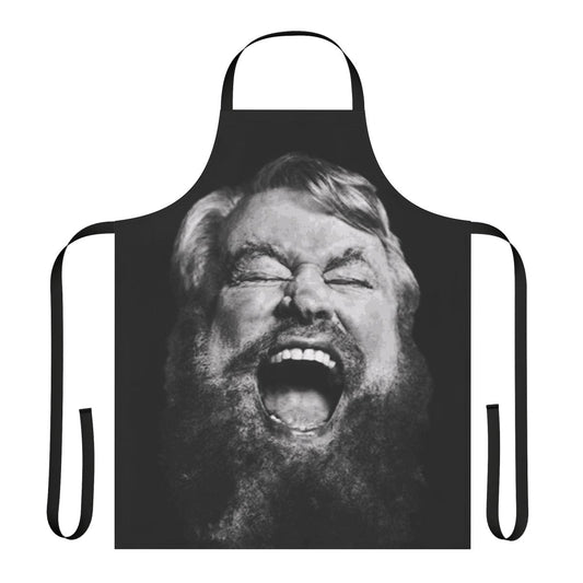 Blessed British actor Brian blessed apron with funny national treasure design