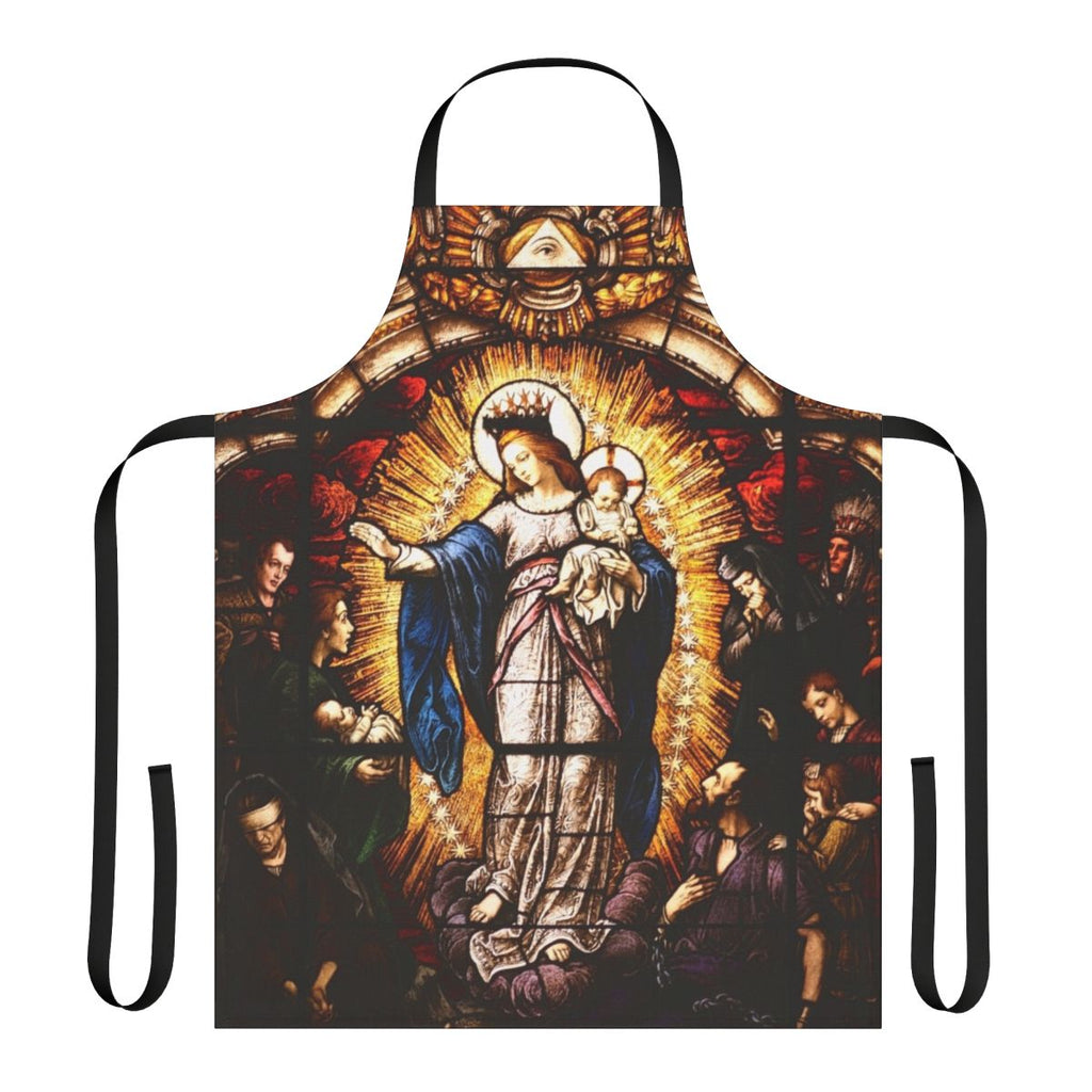 Vintage-style apron featuring an iconic image of the Virgin Mary