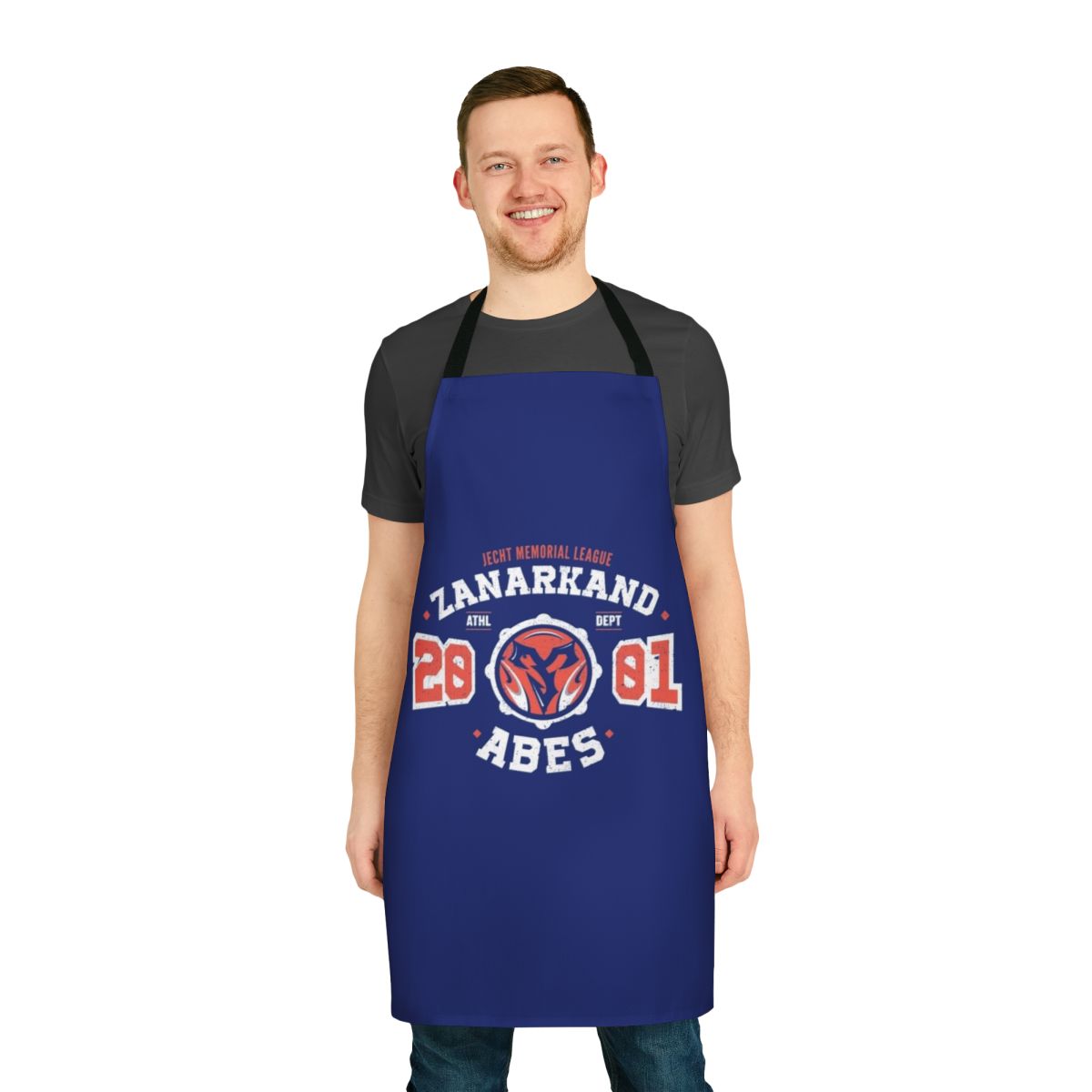 Blitzball-themed apron featuring Tidus and Yuna from Final Fantasy X