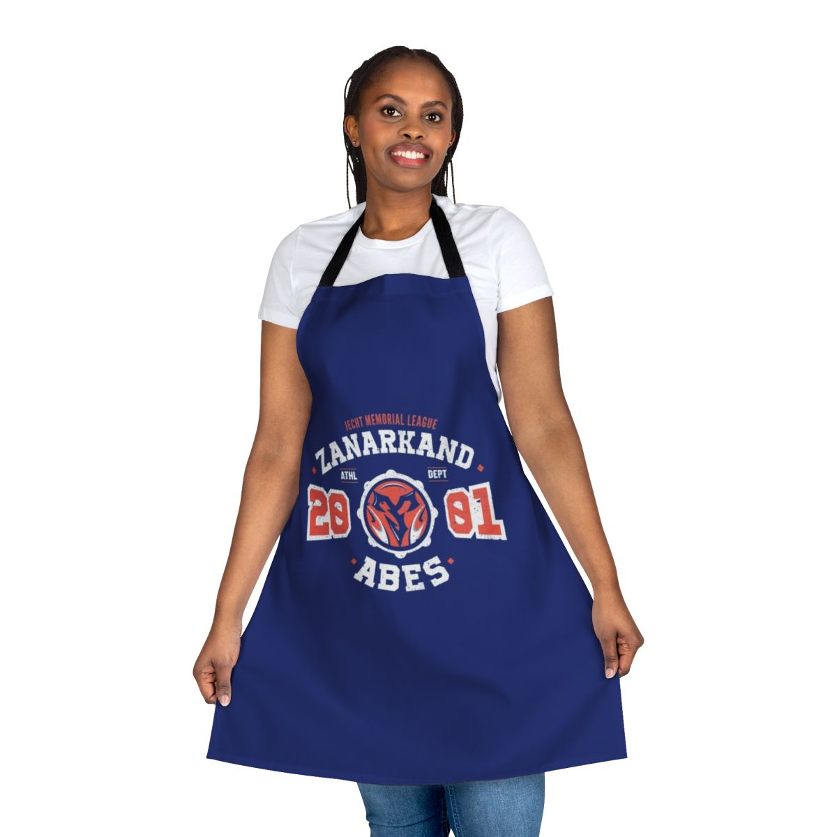 Blitzball-themed apron featuring Tidus and Yuna from Final Fantasy X