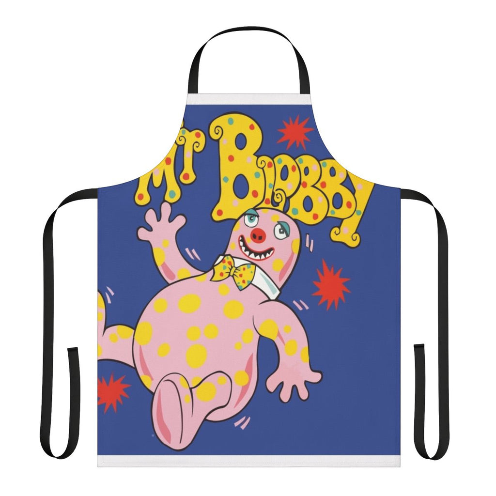 A colorful blobby-inspired novelty apron
