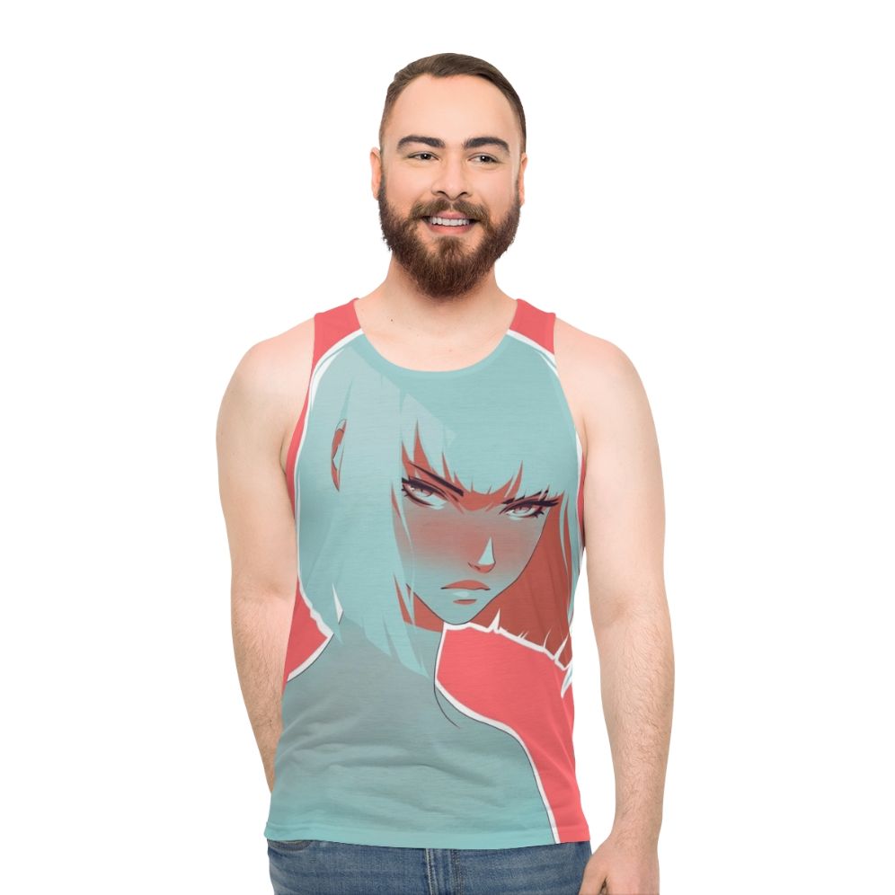 Colorful blood orange unisex tank top with modern flat design