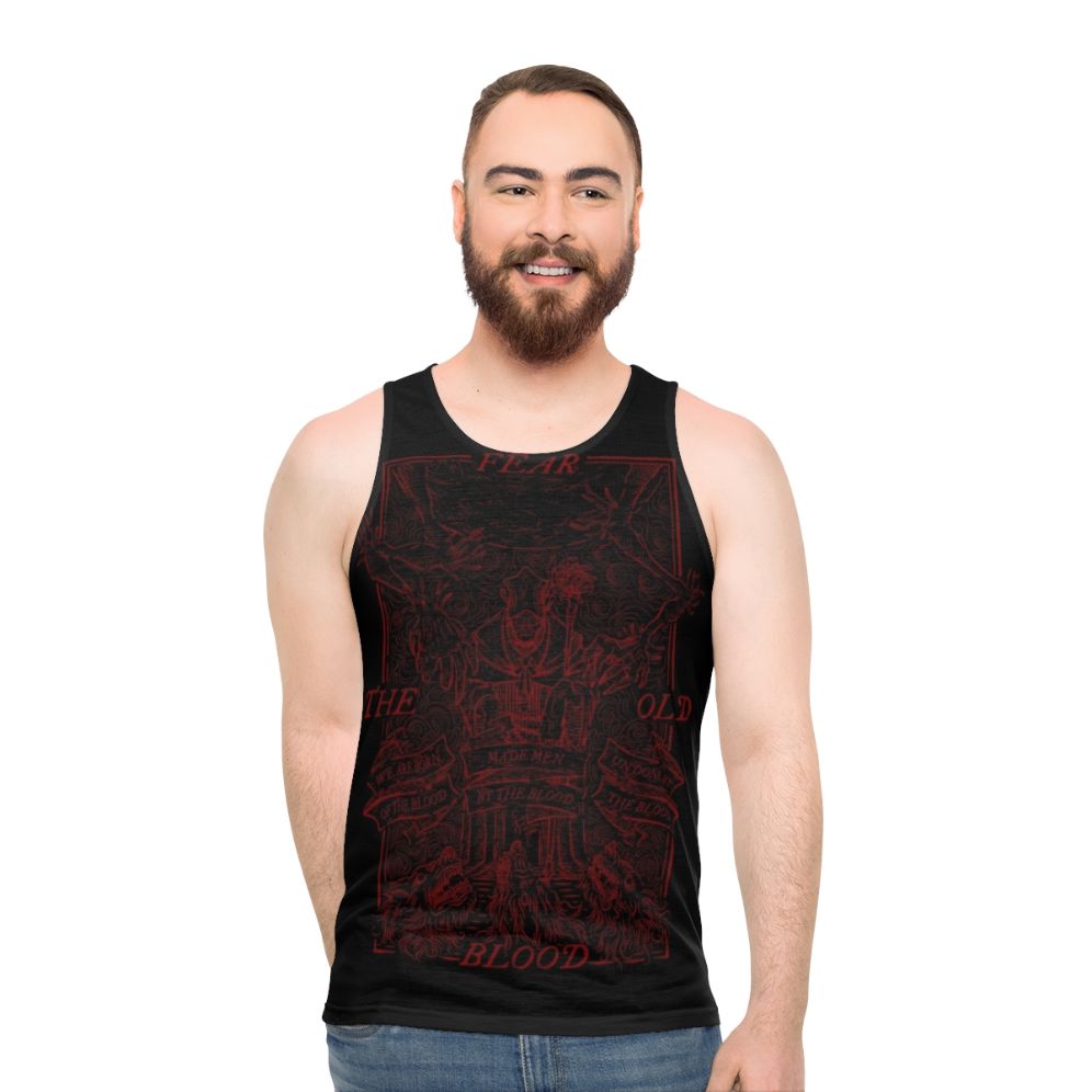 Bloodborne dark souls lovecraftian horror vintage unisex tank top