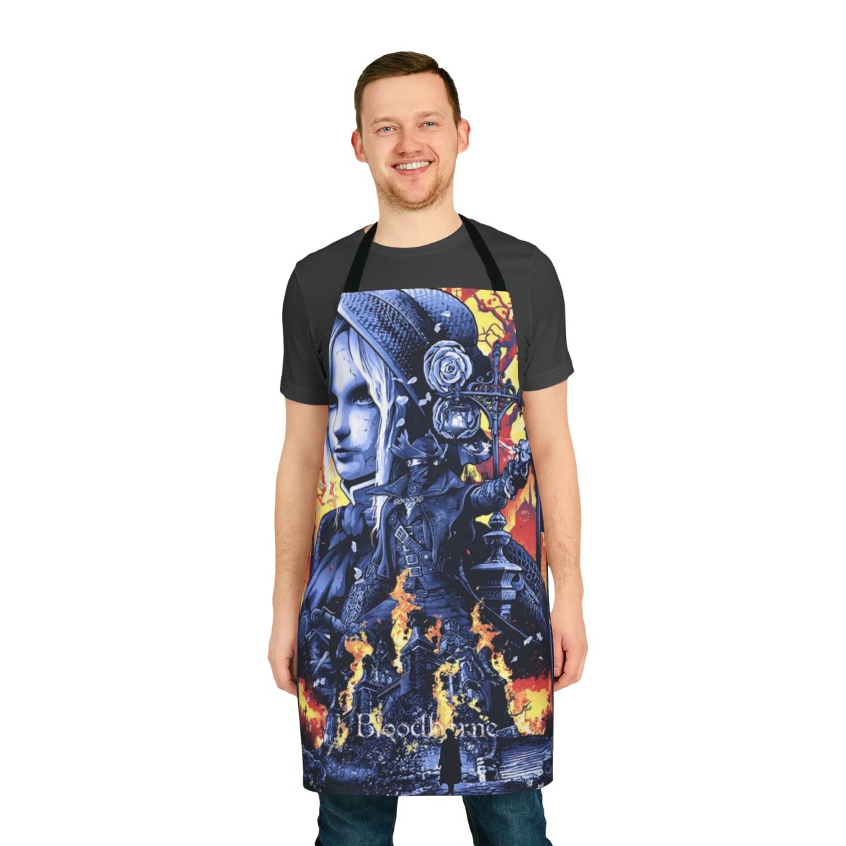 Bloodborne-themed apron featuring illustration by artist Drew Wise