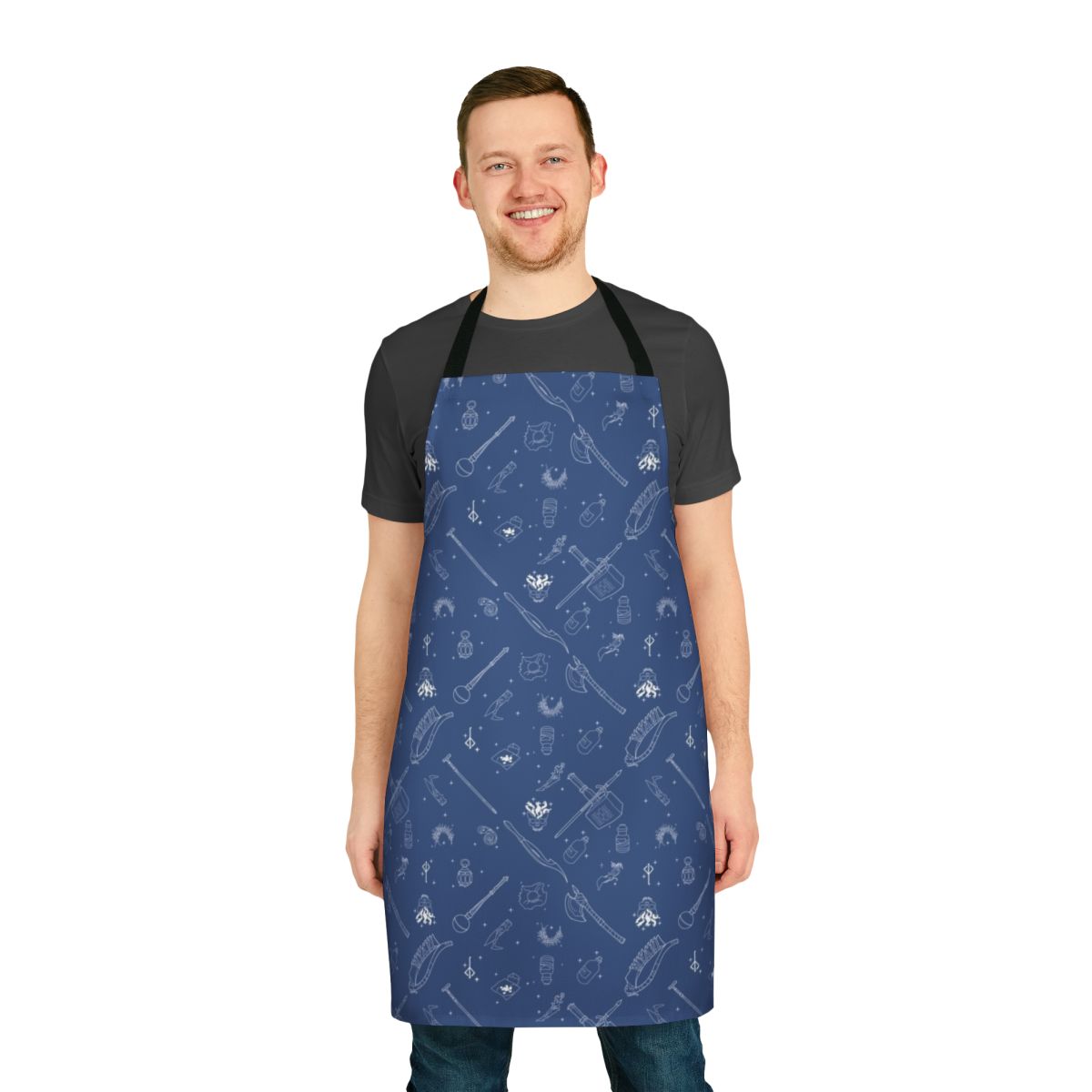 Bloodborne-themed kitchen apron with weapons and elements from the game