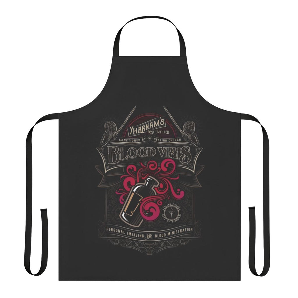 A black apron featuring the iconic Blood Vials from the Bloodborne video game.