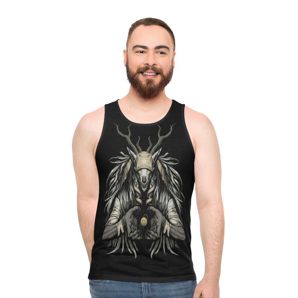 Bloodborne-inspired unisex tank top with spooky, horror-themed design