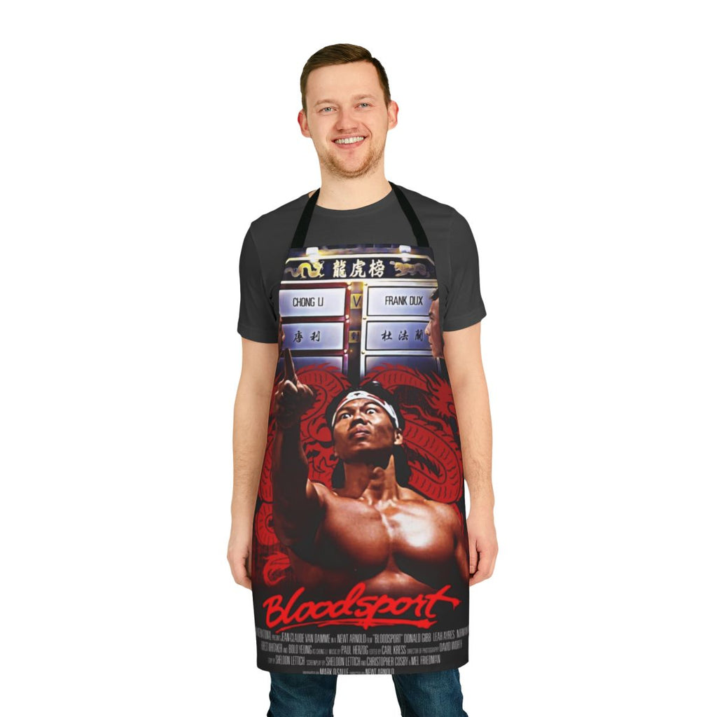 Bloodsport-themed apron featuring Chong Li character from the 1980s action movie
