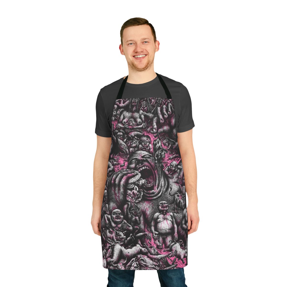 Bloody Beef Apron with Skull and Cutlery Graphic