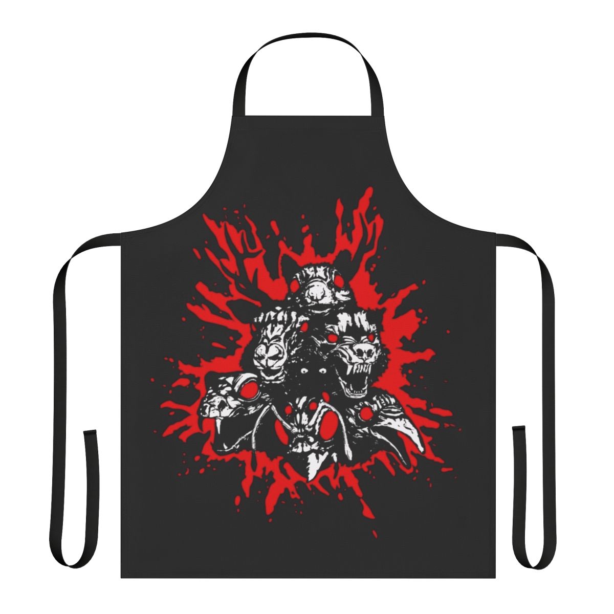 A blood-spattered apron with occult and supernatural imagery, perfect for dark rituals and ceremonies.